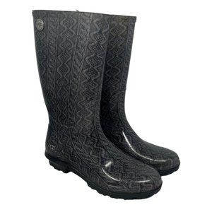 UGG Black Textured Tall Rain Boots